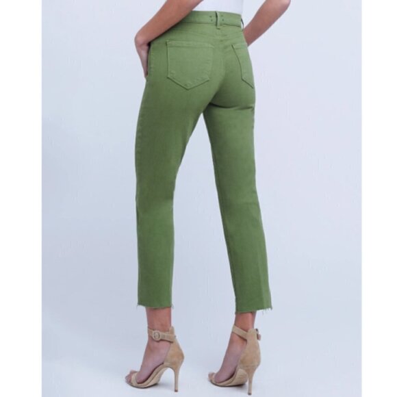 L'AGENCE 'Sada' Cropped Straight Leg Jeans, Cactus Green - Picture 3 of 3